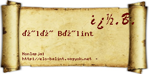 Élő Bálint névjegykártya
